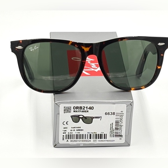 Ray-Ban Wayfarer Sunglasses 54-18-150 Original Classic Tortoise Green RB2140 - Picture 2 of 16